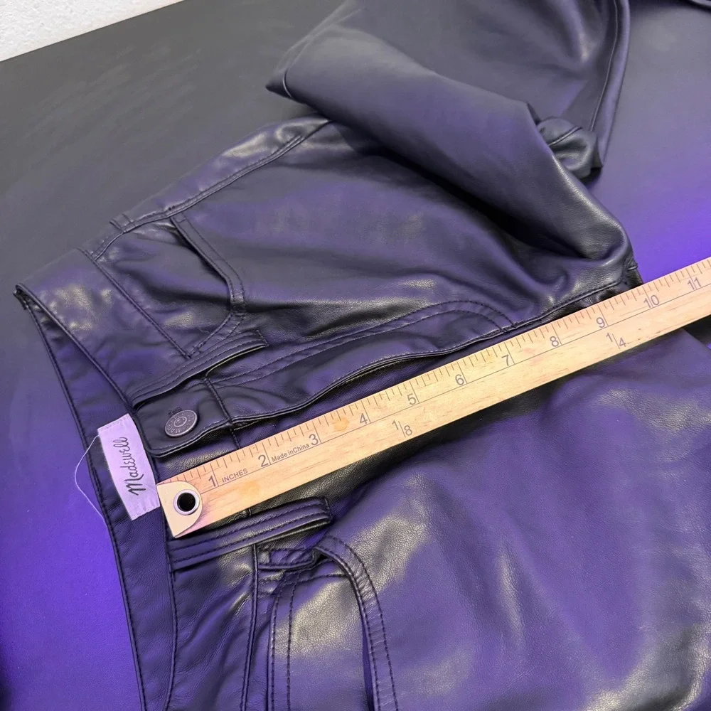 Madewell High Rise Black Faux Leather Pants Size 23 The Perfect Vintage Straight
